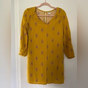 Old Navy Mustard Patterned Mini Dress